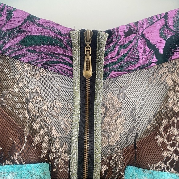 Byron Lars Floral Brocade Mixed Media Sheath Dress - Picture 6 of 8